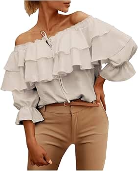 Amazon.com: tuduoms Womens Formal Elegant Off Shoulder Shirt