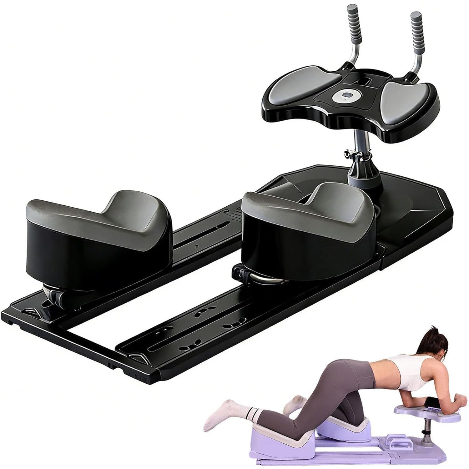 Macchina per l'allenamento a carponi, attrezzo per torsioni e Stretching della Colonna vertebrale con Altezza Regolabile su 3 Livelli; Macchina Fitness per Esercizi a carponi Black