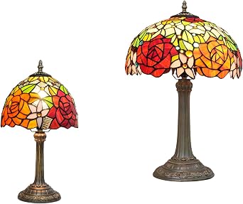 Rose Tiffany Lamp Stained Glass Table Lamp Desk Reading Light Decor Beside Bedroom Living Room Home