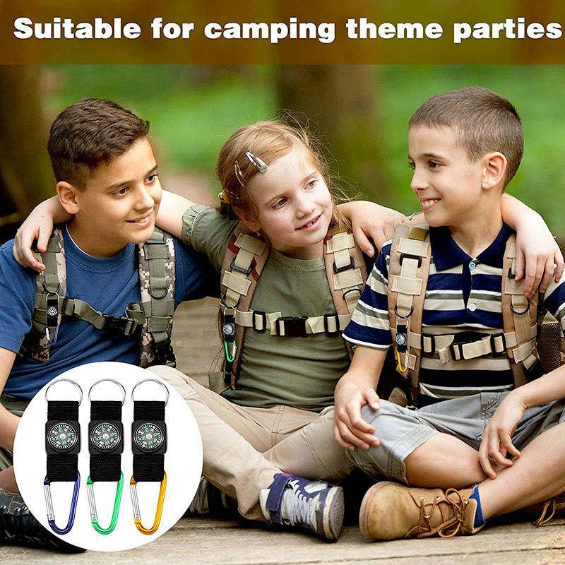 PRECORN Schlüsselanhänger mit Kompass und Karabiner - Outdoor Accessoire für Camping und Wandern - Robuster Rucksack Anhänger mit Notfall Kompass - Ideales Outdoor Zubehör