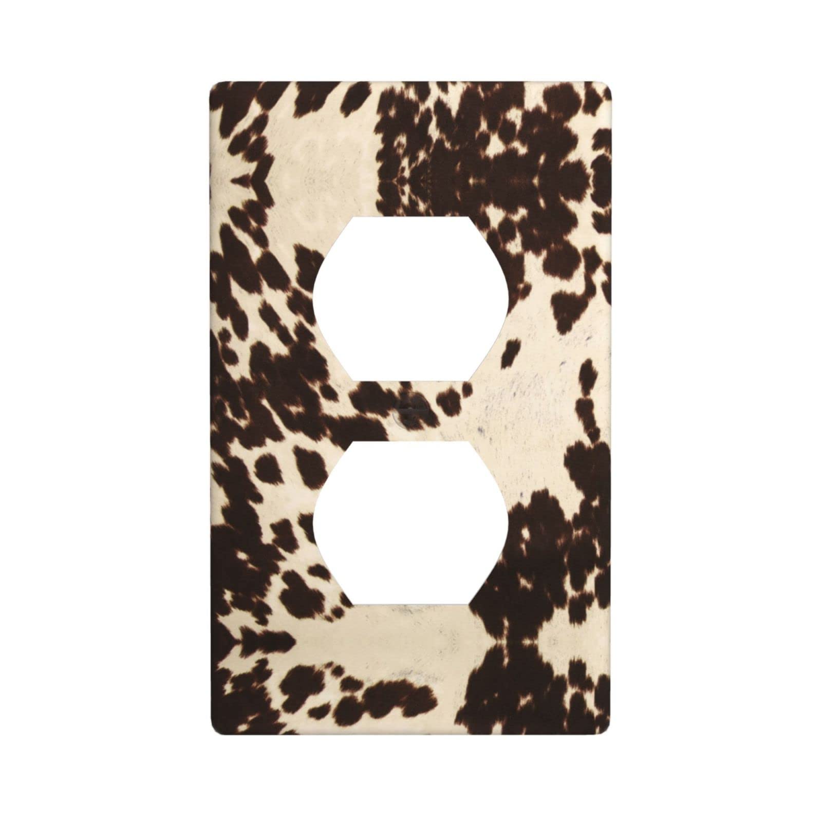 Brown Cowhide Unbreakable Midsize Outlet Cover,Impact Resistant Switch Plate,Decorative Wall Plate Cover