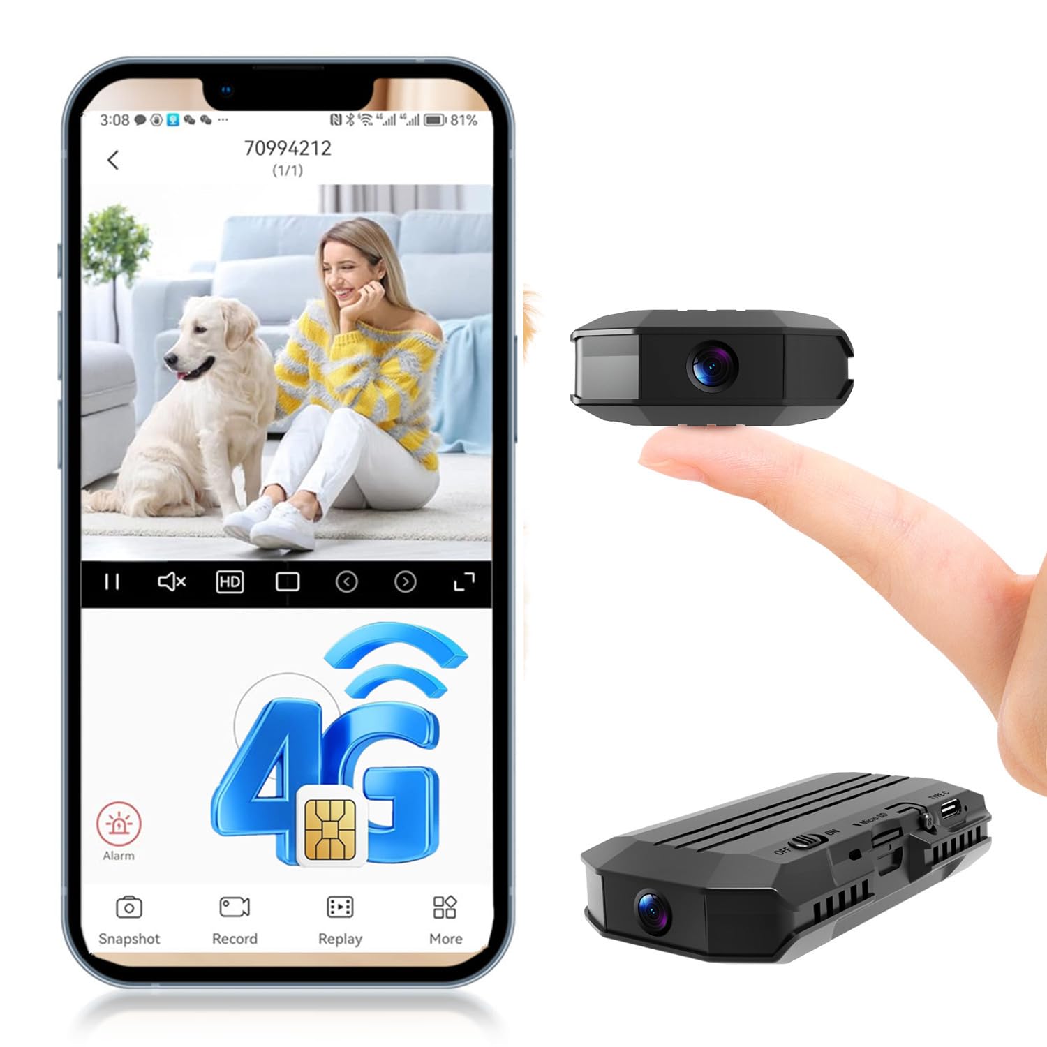 4G LTE Cellular Network Hidden Camera no WiFi Required Built-in SIM Card no Power Supply Needed Motion Detection