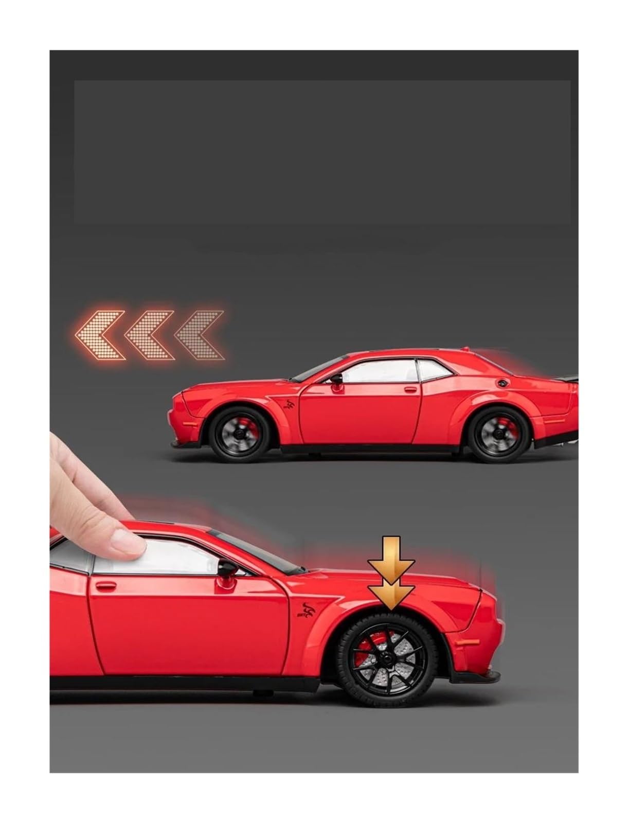 1:24 para Dodge Challenger SRT Hellcat Escala Simulación Fundición Modelo Coche Extraíble Coche Juguete Fundido A Presión Miniatura De Colección(Black 2)