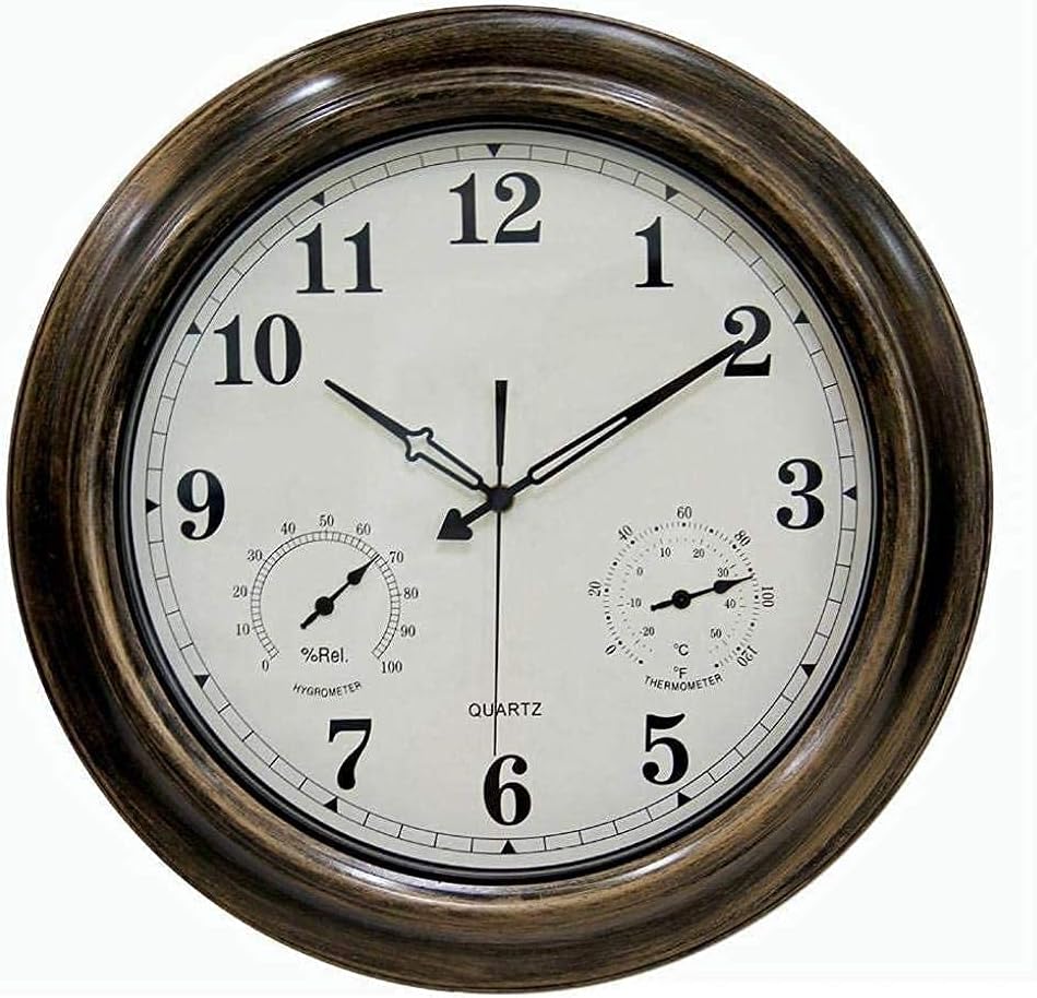 Wall Clock, Waterproof Garden Clocks Outdoor, Metal Round Outdoor Clocks for The Garden Wall Mounted Waterproof and Moisture Proof Outside Clock