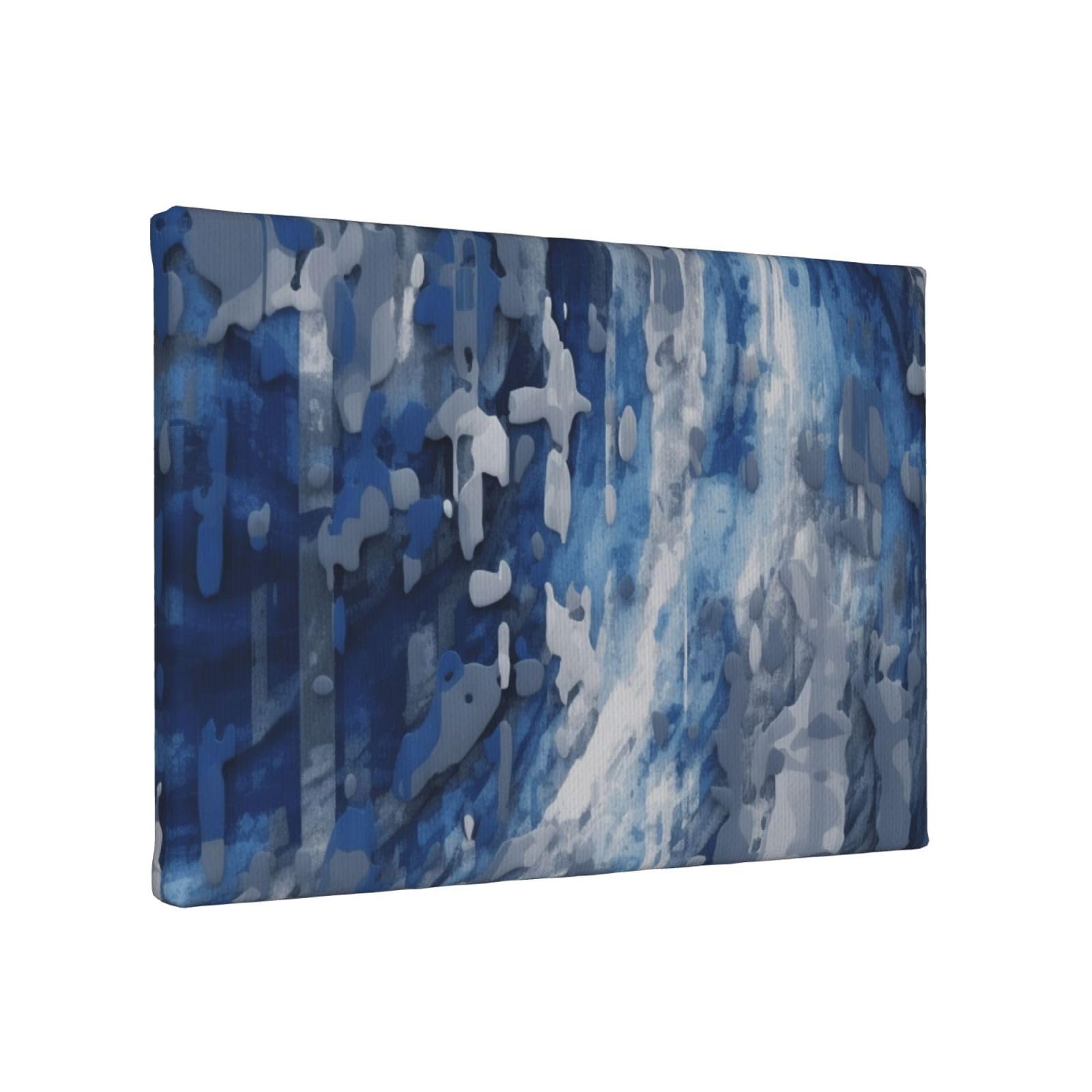 YKLJG Abstract Blue Printed Wall Art Canvas Painting 30x20 CM Wooden Framed Picture Painting Artwork Prints for Bedroom Kitchen Home Office Decor