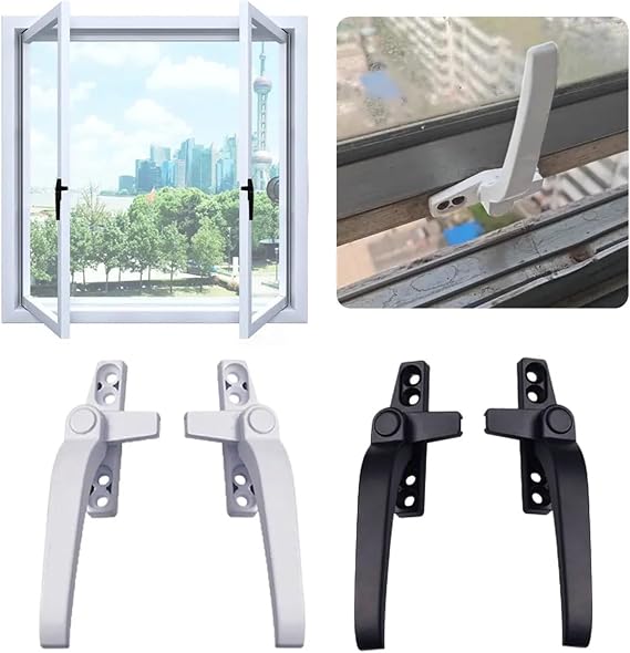 Window Handle Locking Latch Catch Lock Double Glazing Casement Handles for Windows(White Left)