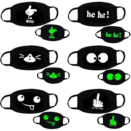 Luminous Cosplay Mouth Mask 5Pcs Personalized Anime Cotton Mask for Unisex [Slogan]
