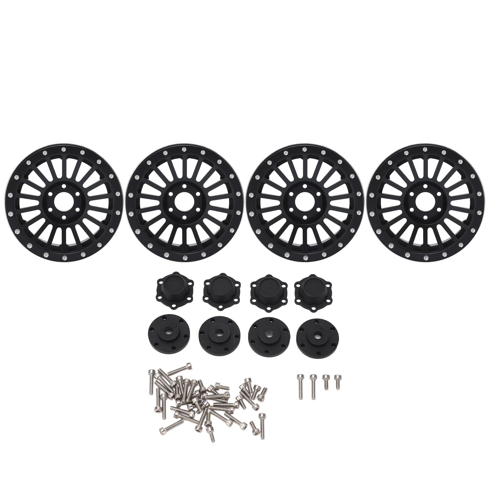 4 cerchi per ruote RC da 2,6 pollici in lega di alluminio, facili da installare, leggeri, per auto RC Axial RR10 90048 1/10 (Nera)