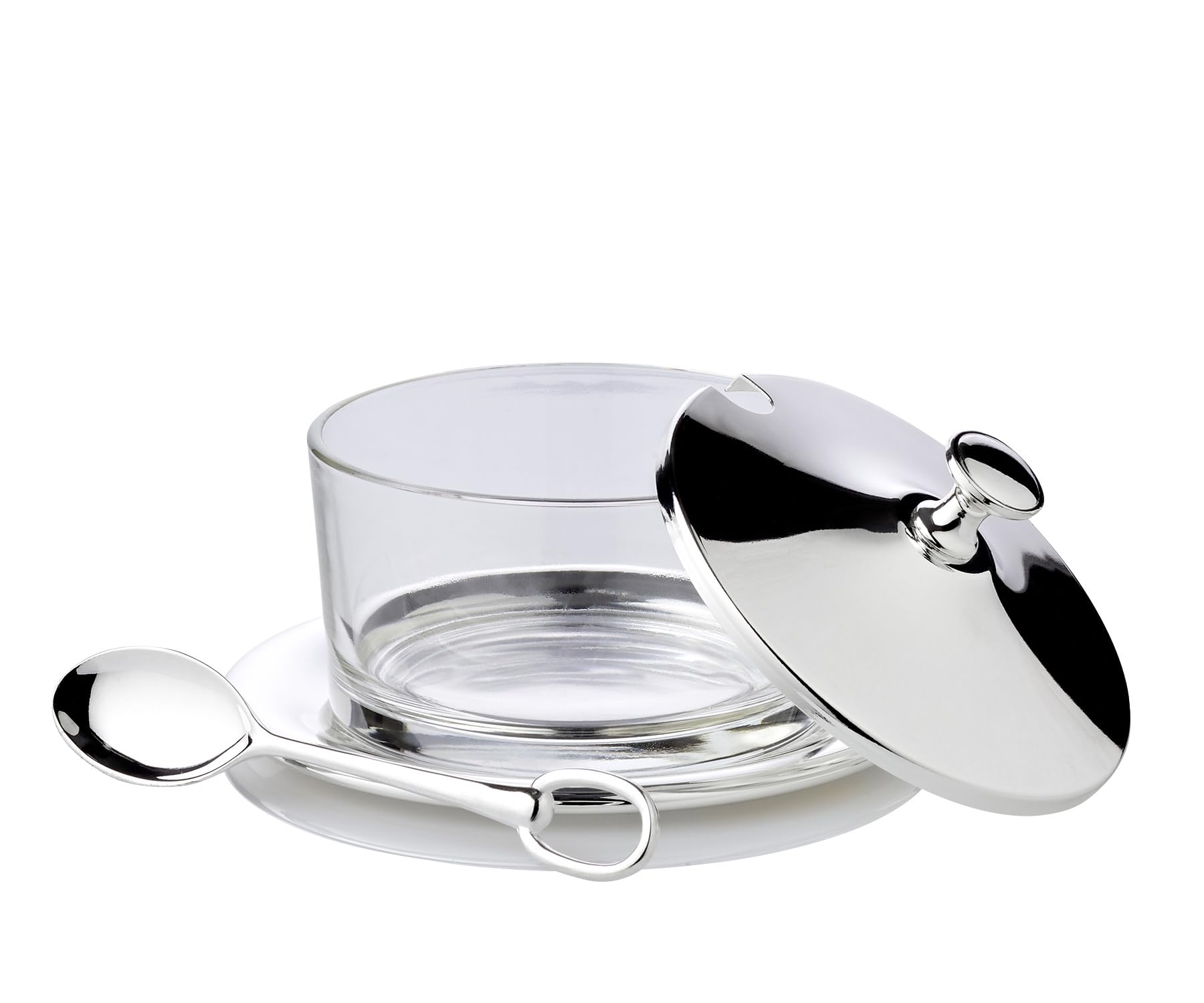 EDZARD Cristal parmesano Sublime (altura 12 cm), chapado en plata, con plato y cuchara