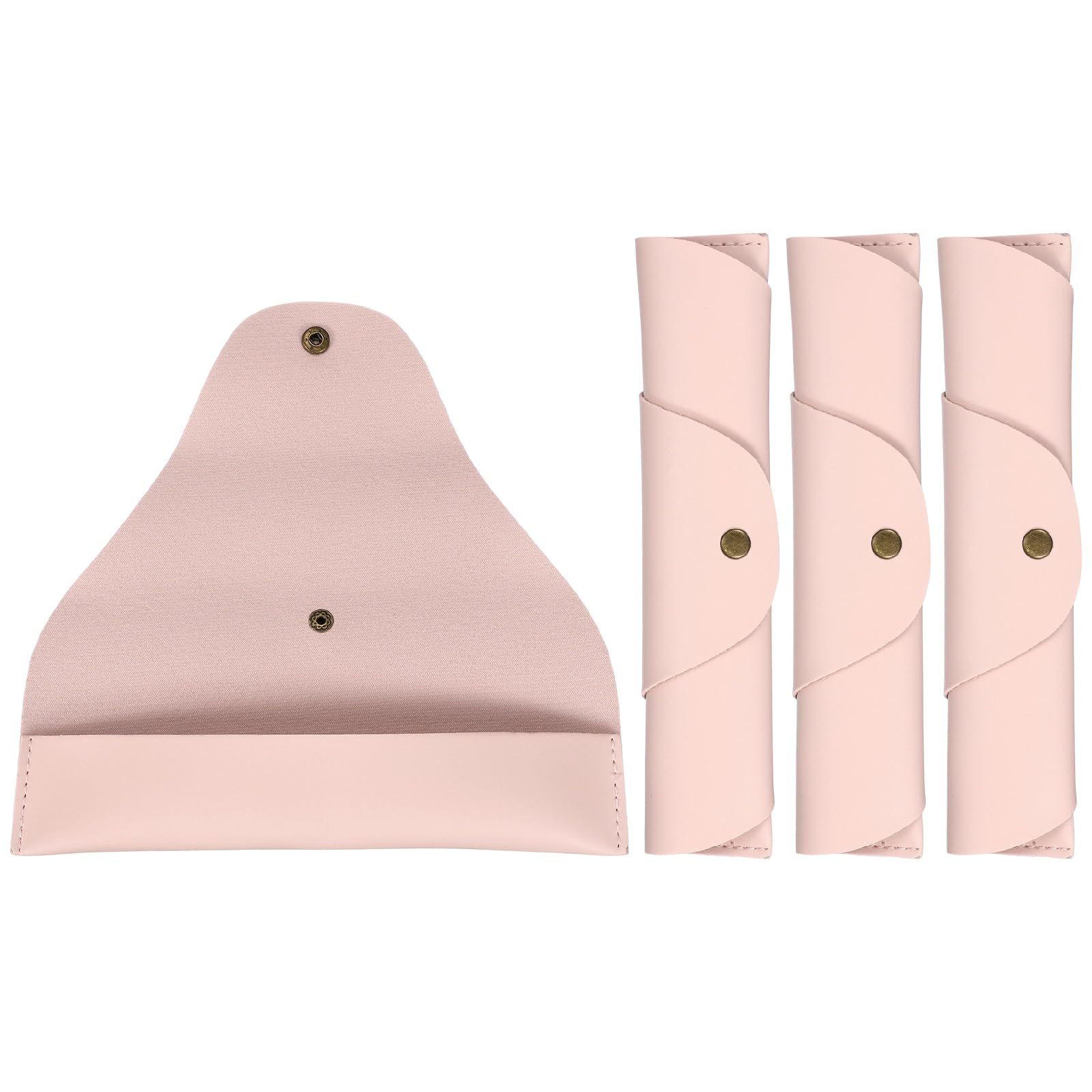PATIKIL Vintage Leather Pen Case Roll Leather Pen Holder, 4 Pack Snap Cover Pencil Sleeve Case Roll Bag for Ballpoint Markers Art Supplies Office, Pink