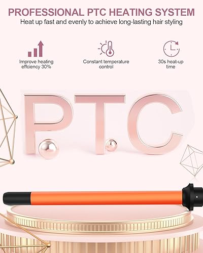 Miniatura 3 de Rizador 3 en 1, juego de varita rizadora con cepillo rizador, 3 varitas de cerámica intercambiables (0.5 a 1.5 pulgadas), calentamiento rápido de 30