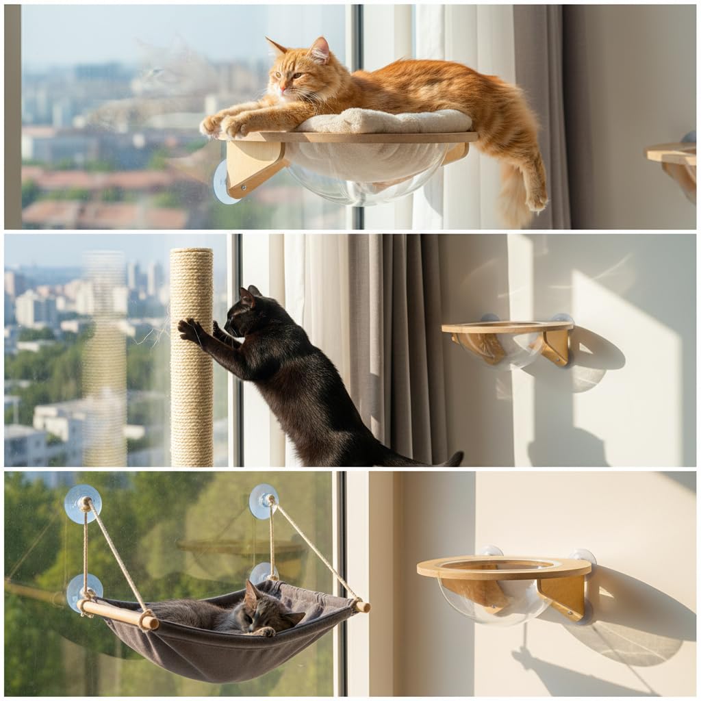 Transparentes Katzenbett für Fenster, Acryl, einfache Anbringung Style B