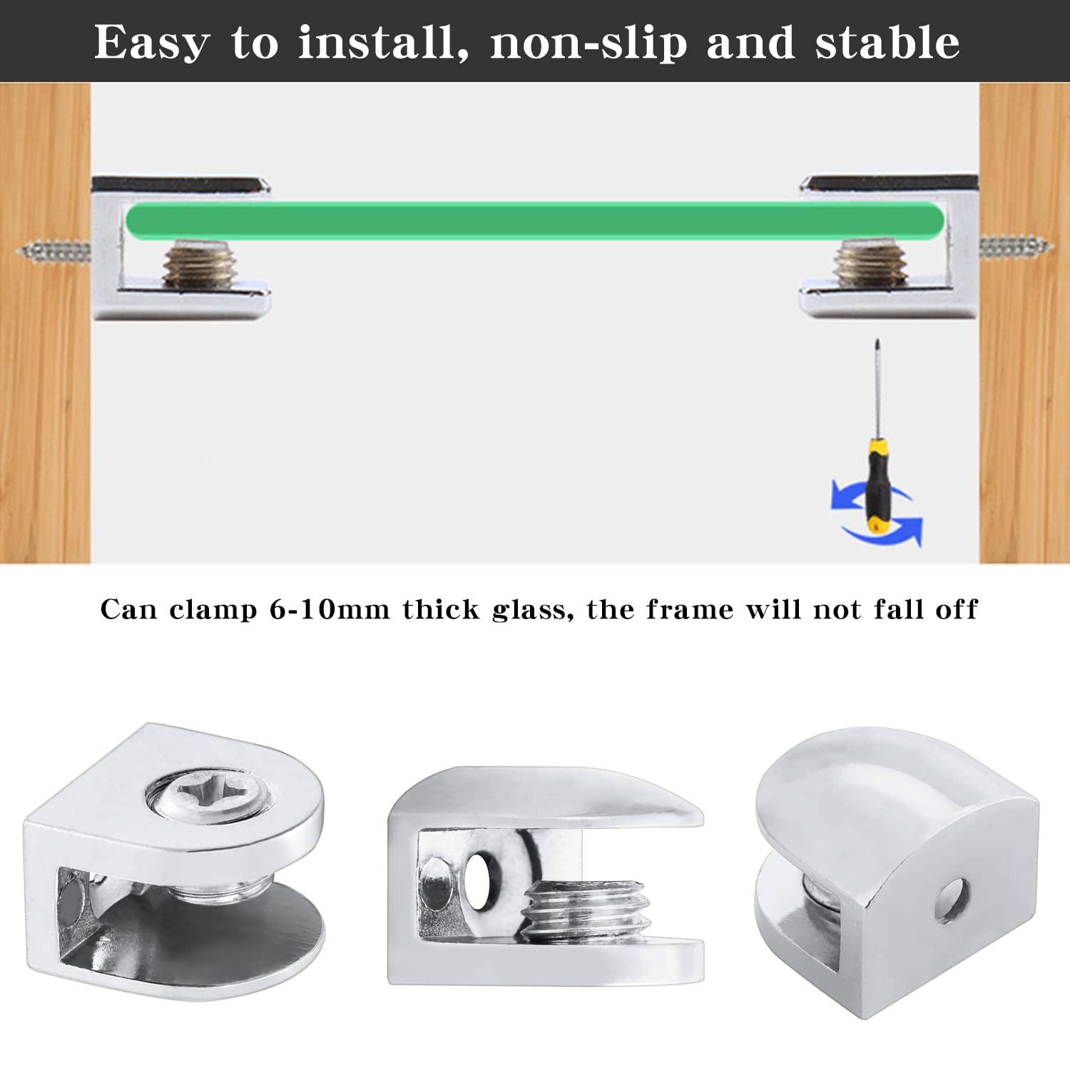 12 Clips Fixation Miroir/alliage Zinc - Support Pour Miroirs Sans Cadre Et Photos