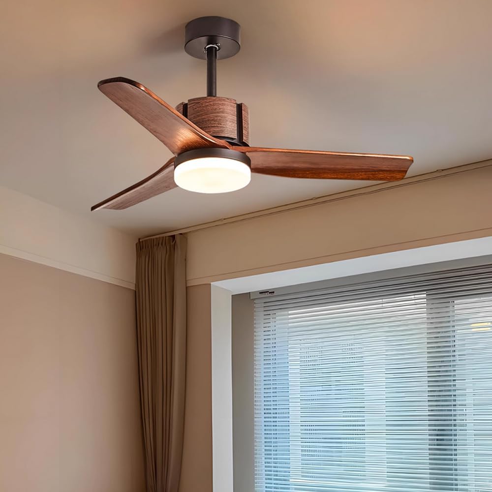 Ceiling Fans With Lights Modern Black Low Profile Ceiling Fan With Light And Remote Flush Mount Quiet DC Reversible Ceiling Fan With 3 Wood Blades Fans Lamp For Indoor/Outdoor Patio Fans Pendant Light