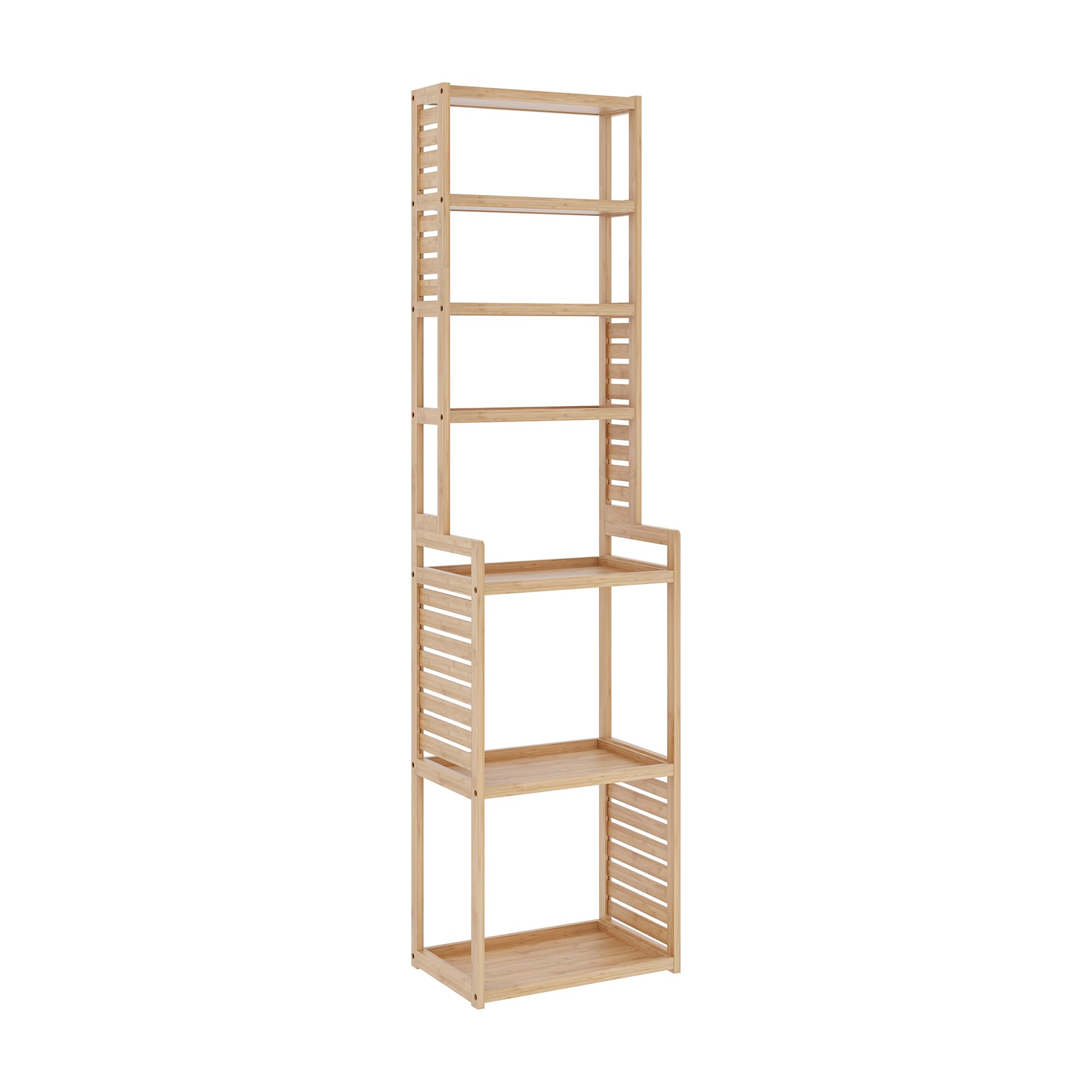 [en.casa] Standregal Forssa 165 x 42 x 28 cm Bambusregal Badregal 7 Ebenen Küchenregal Bambus Natur