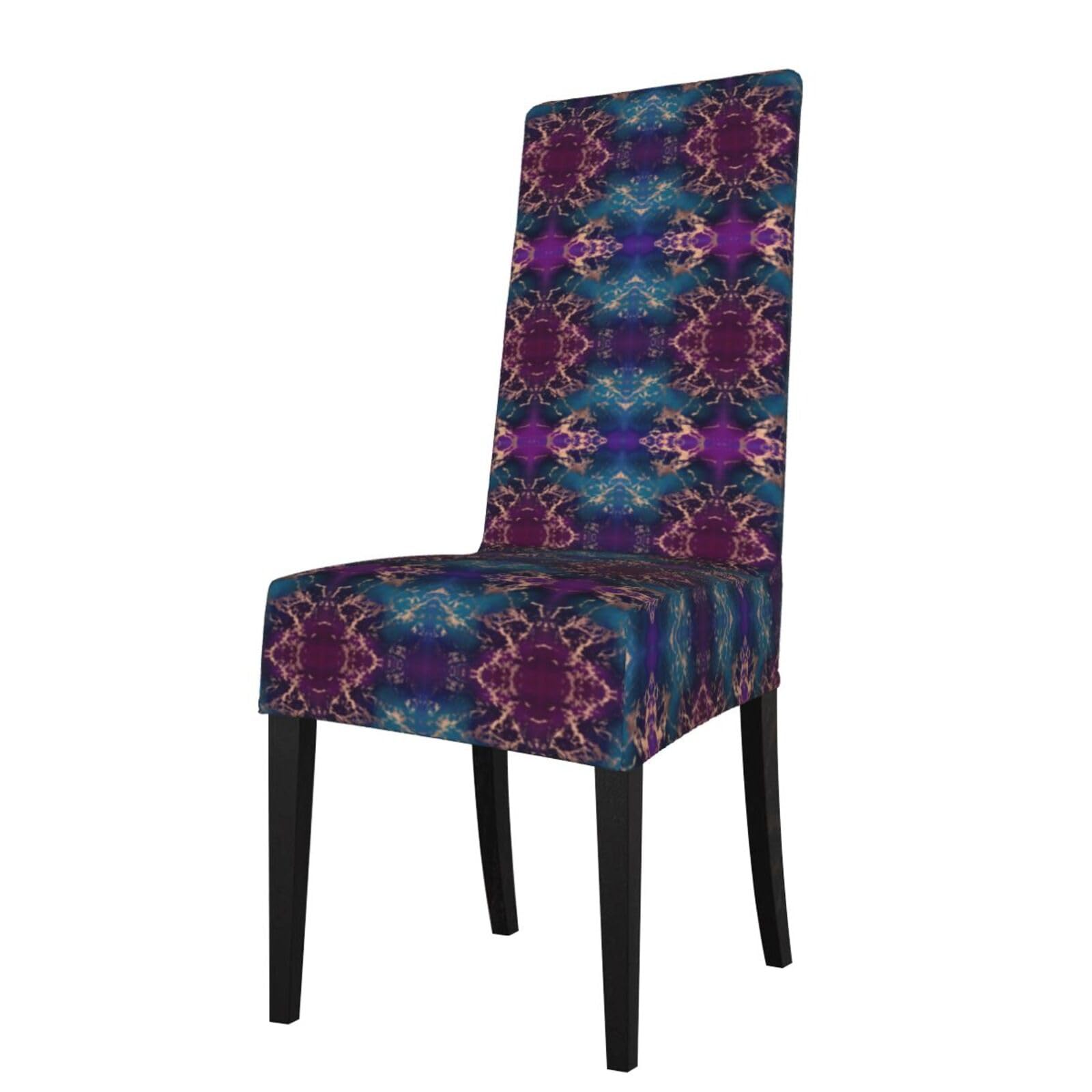 Lkymoh As Picture Marble Luxe Decor Dark Purple And Teal With Gold, Chair Covers Stretch Chair Slipcovers For Dining Room, For Party Pet Protection Universal Fit Soft Polyester