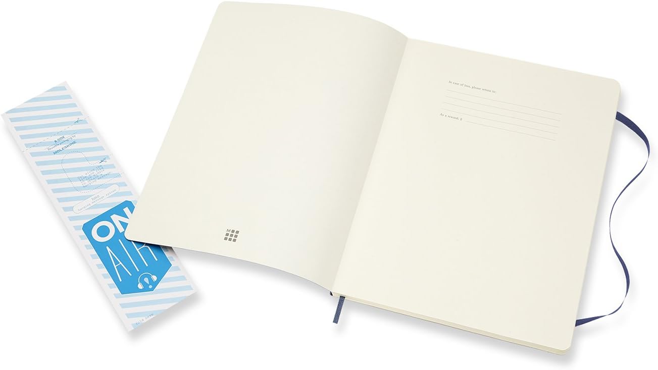 Moleskine QP623B20 Notebook, Classic Notebook, Soft Cover, Plain, XL, Sapphire Blue