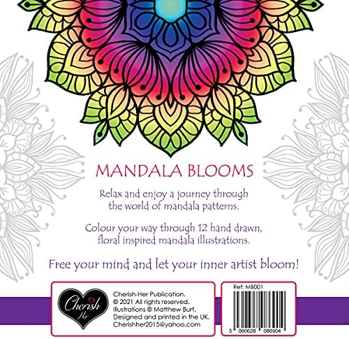 Cherish Her Adult Colouring Books - Mandala Blooms - Patterns Flowers Landscapes Colour Art Therapy Book