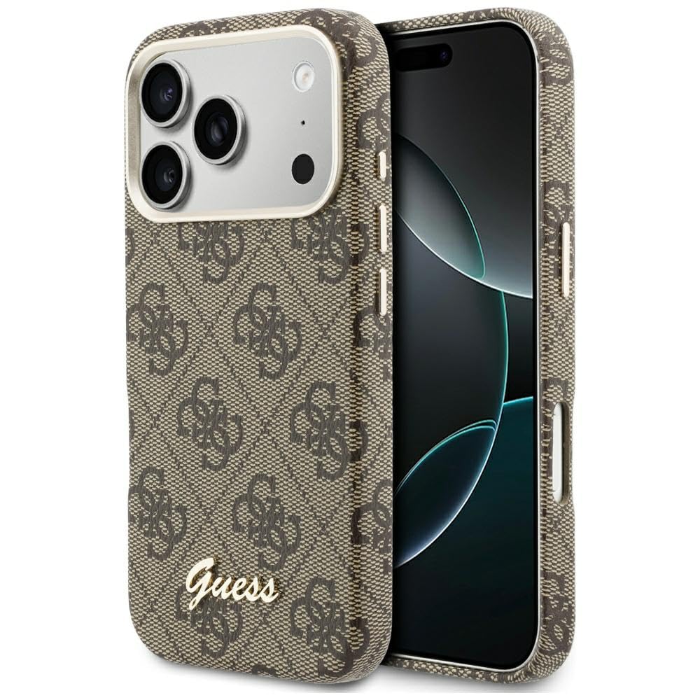 Coque MagSafe iPhone 17 Pro Guess 4G Script Protection Marron - 8