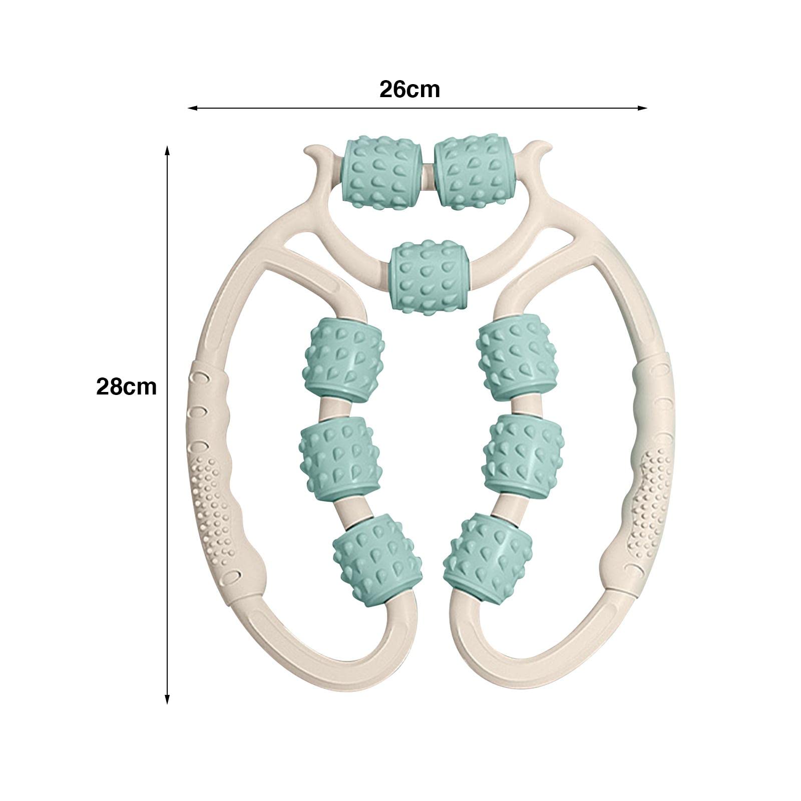 perfk Rullo Muscolare per Gambe, Muscolare Rullo 3D, Rulli Massaggianti per Muscoli 9 Ruote Massaggiatore Anticellulite per Collo Spalla, Ruotare Di 360 Gradi Senza Intoppi, Verde