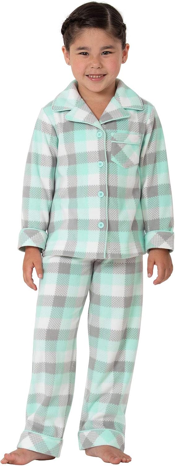PajamaGram Fleece Pajamas for Kids - Kids Button Down Pajamas - Image 2
