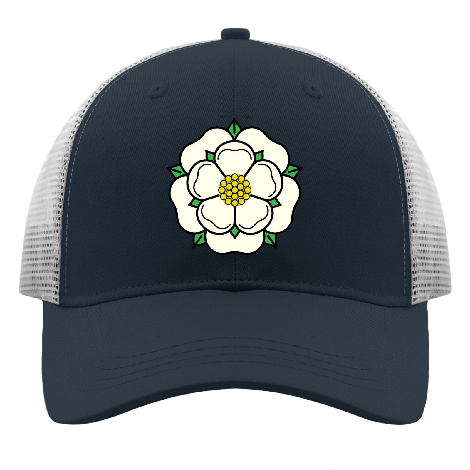 Nuanua Unisex Marine Blue-Mesh White Yorkshire Rose Baseball Caps Graphic Dad Hats For Women Gift For Mom, One Size