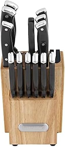 Miniatura 11 de Farberware Edgekeeper - Juego de bloque de cuchillos triple remachado con afilador integrado, 14 piezas, color blanco Blanco,Negro