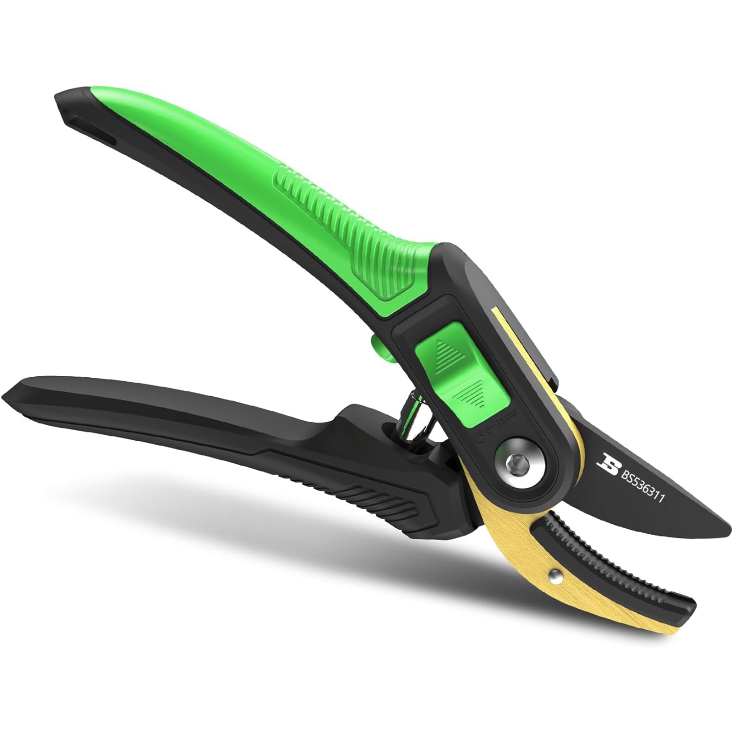 Angju 22cm Bypass Pruning Shears Gardening Scissors Pruners Trimmers Tools Sharp SK5 Teflon Coating Blade with Non-slip Strip Adjustable Opening Cuts Up to 2cm