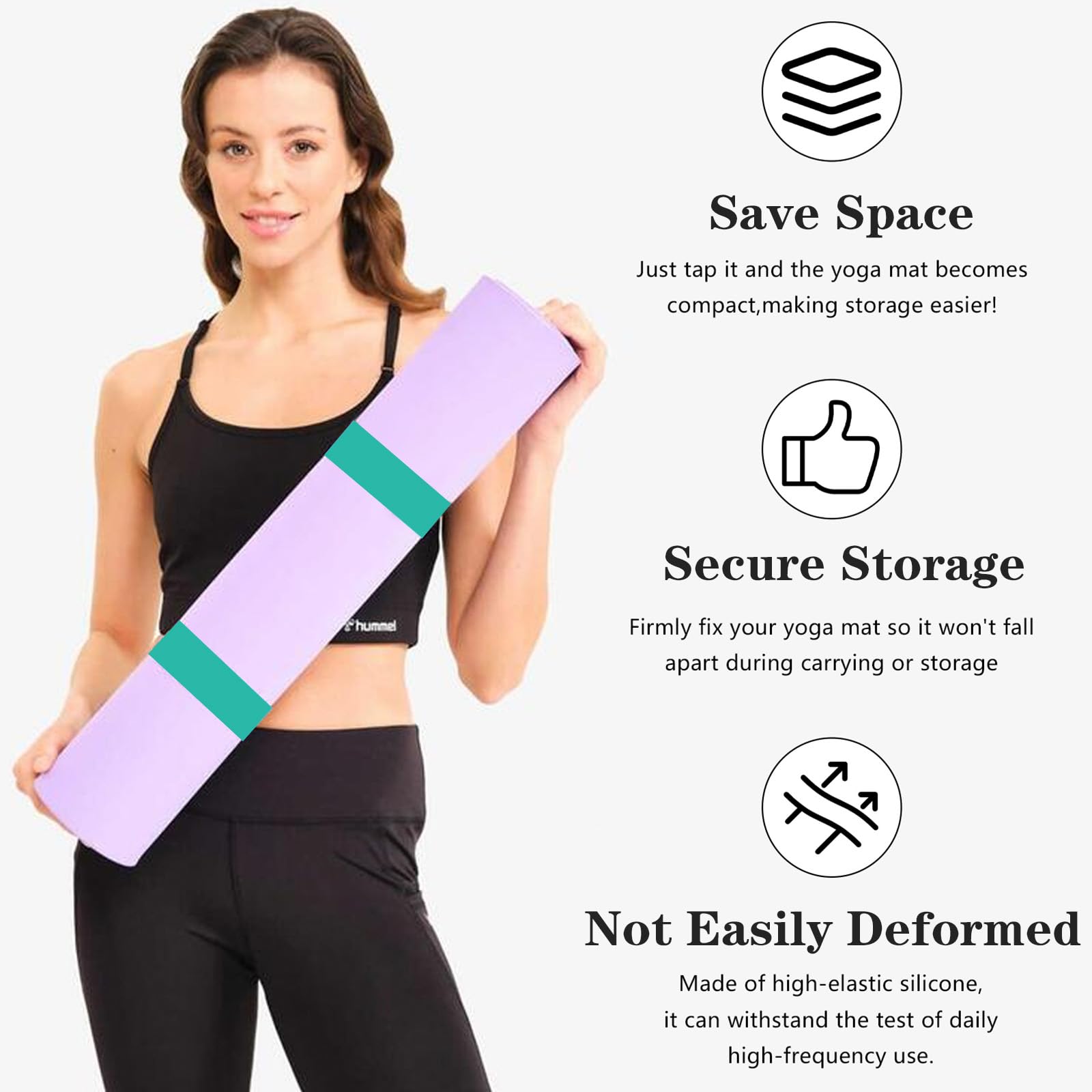 Risipu Yogamatten-Gurt-Schlagband, ein Druckknopf hält die Trainingsmatte fest gerollt und sicher, geeignet für die Aufbewahrung von Workout-Pilatesmatten