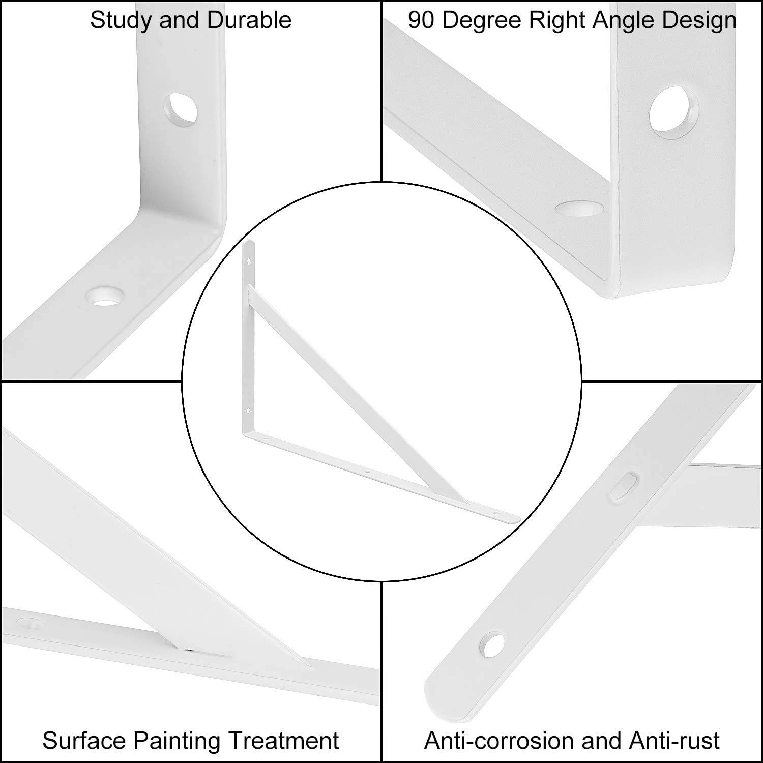 Novinex 10 Pack Shelf Brackets 12" x 8" Inch 500Lb Heavy Duty Metal