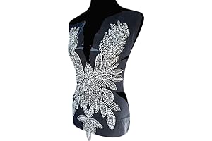 Rhinestone Appliques Crystals Patches Silver Sequins Pearl Beads Special Design Front Panel...
