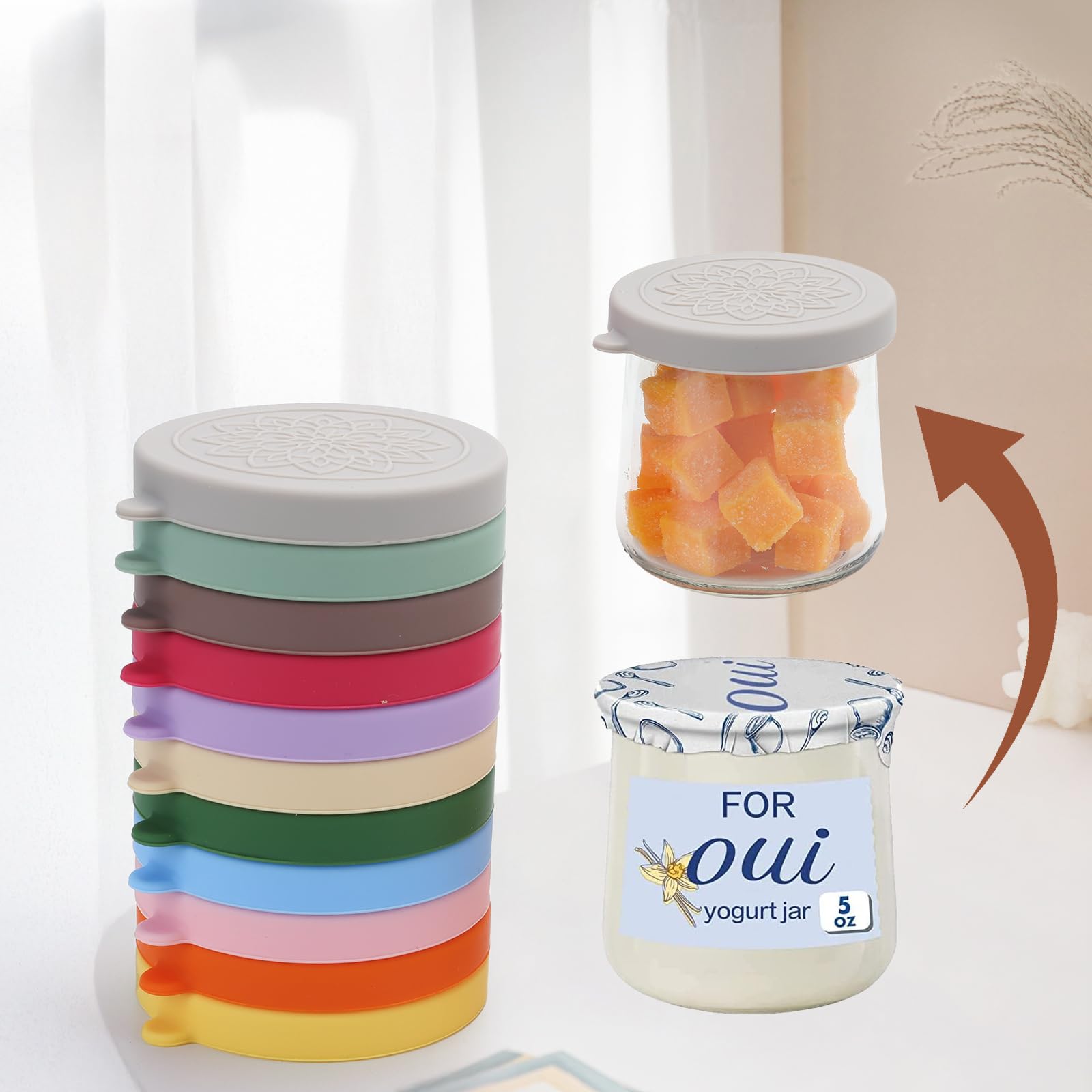 Oui Yogurt Lids - 12 Pack Silicone Seals -6