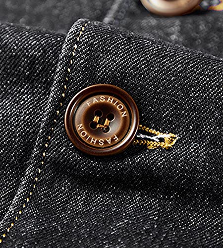 Kedera Mens Classic Notched Collar 2 Button Washed Denim Blazer Jeans Suit Jacket3