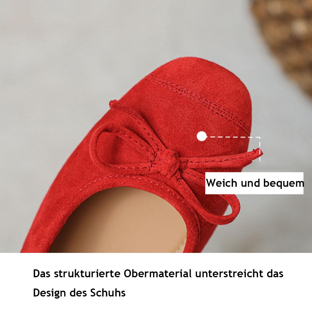 Ballerine Donna con Zeppa, Effetto Scamosciato, Ballerine con Fiocco, comode Scarpe Slip-on, Morbidi Mocassini da Donna per Tempo Libero, Ufficio, Festival