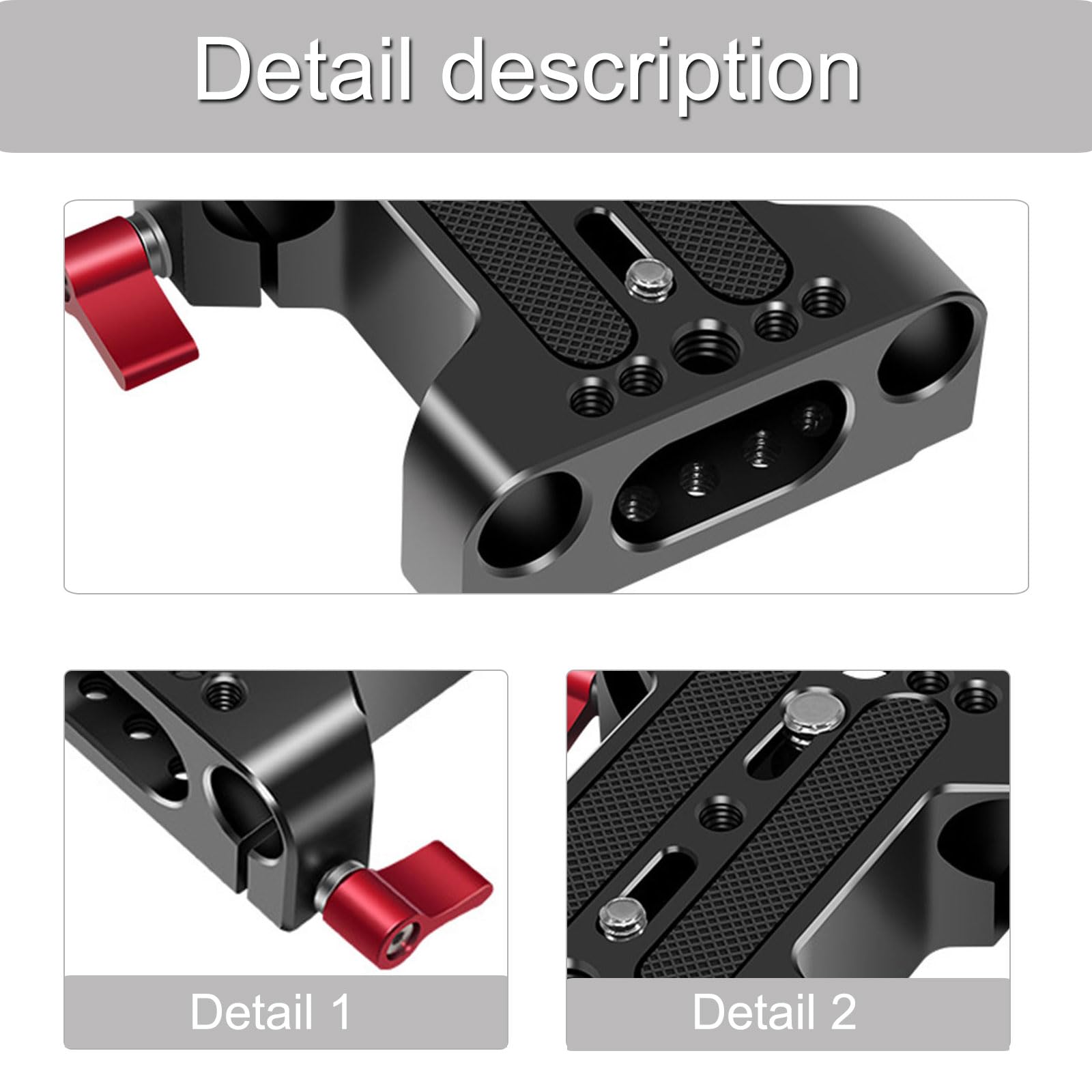 Piastra di base in alluminio per fotocamera con binari da 15 mm, piastra di base a morsetto, ricambio per fotografia, registrazione video, DSLR, piastra di base DSLR