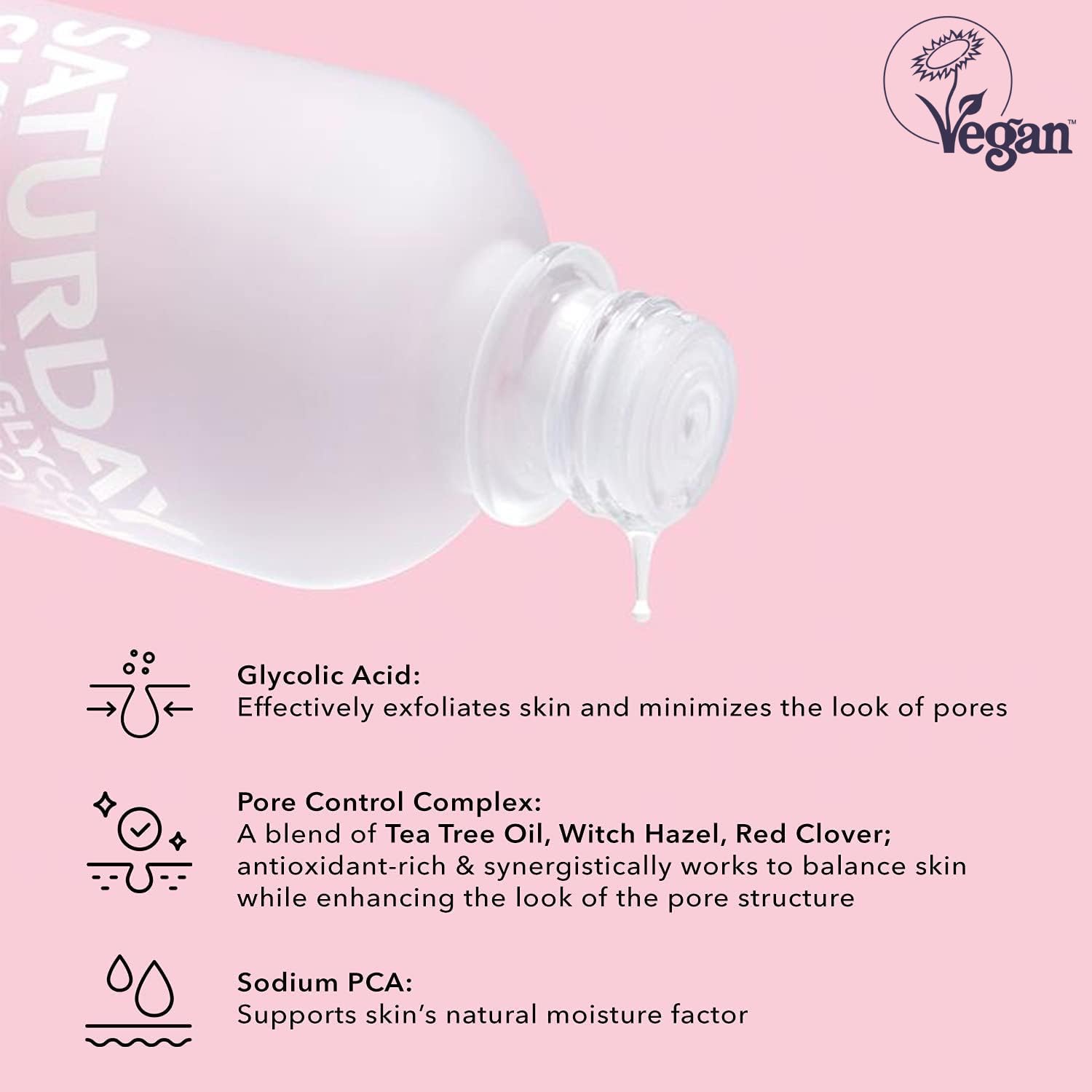 Saturday Skin Pore Clarifying Travel Sized Toner 10% Glycolic Acid&AHA Deep Cleansing Astringent Facial Toner