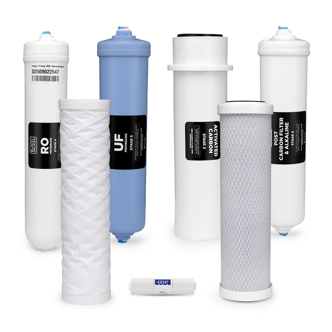 BLACK+DECKER RO 75 Replacement Filter Set, 6-Stage Filtration System, Reduces PFAS, PFOS, Microplastics, 0.0001-μm RO Membrane, NSF/ANSI 58 Certified