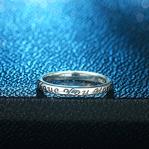 3mm I Love You More Wedding Band Ring in Antique Sterling Silver 925 with US Size 6-83