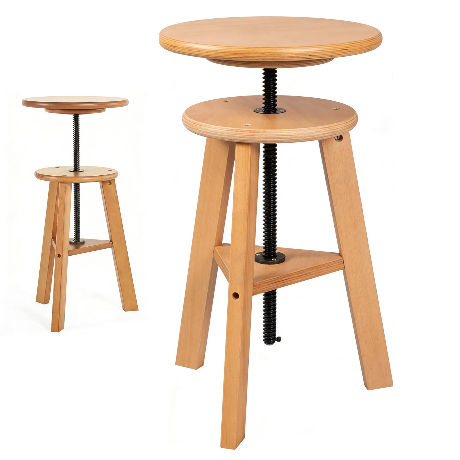 Taburete de dibujo de madera, 48 – 65 cm, altura regulable, taburete de madera de haya | Taburete multifuncional para estudio de artistas, estudio, hogar, bar, cocina u oficina