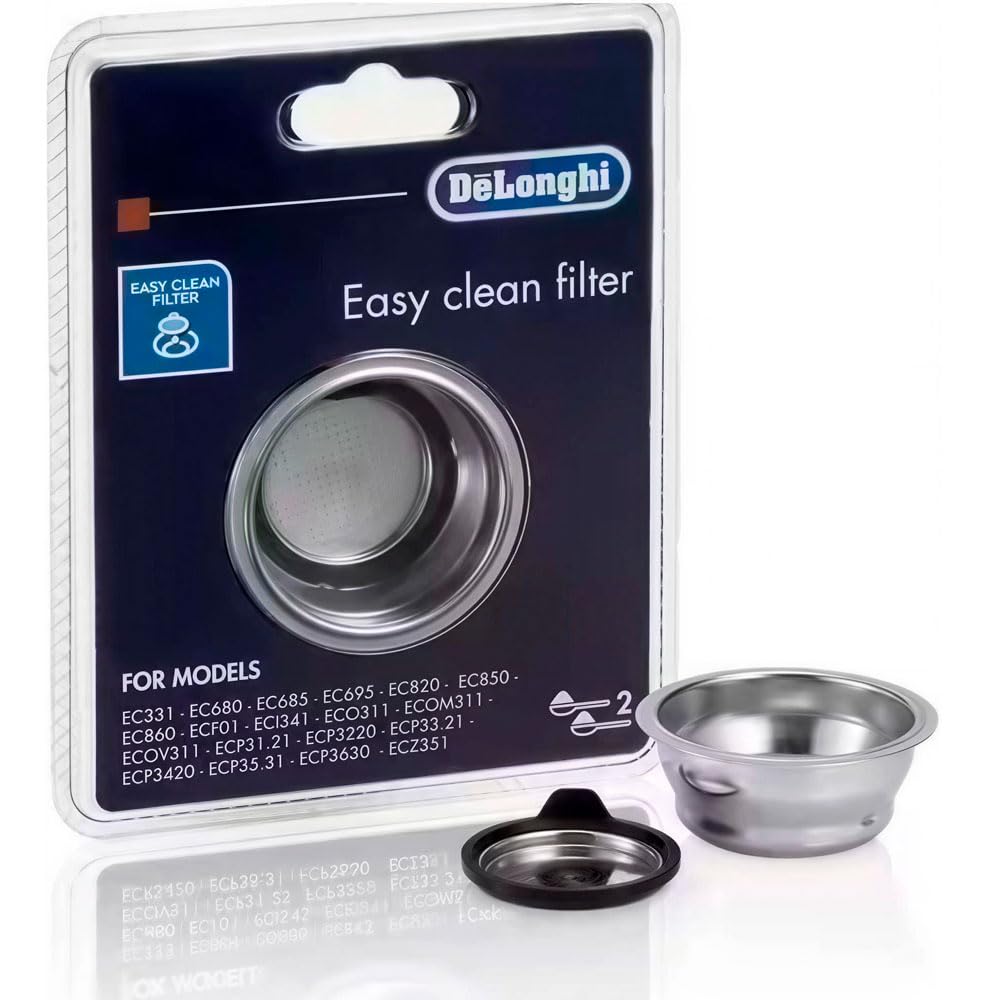 Anakel Home Easy Clean Coffee Filter 7313288199 Compatible with DeLonghi EC680, EC685, EC860 and ECP | Stainless Steel, 2 Capacity Cups