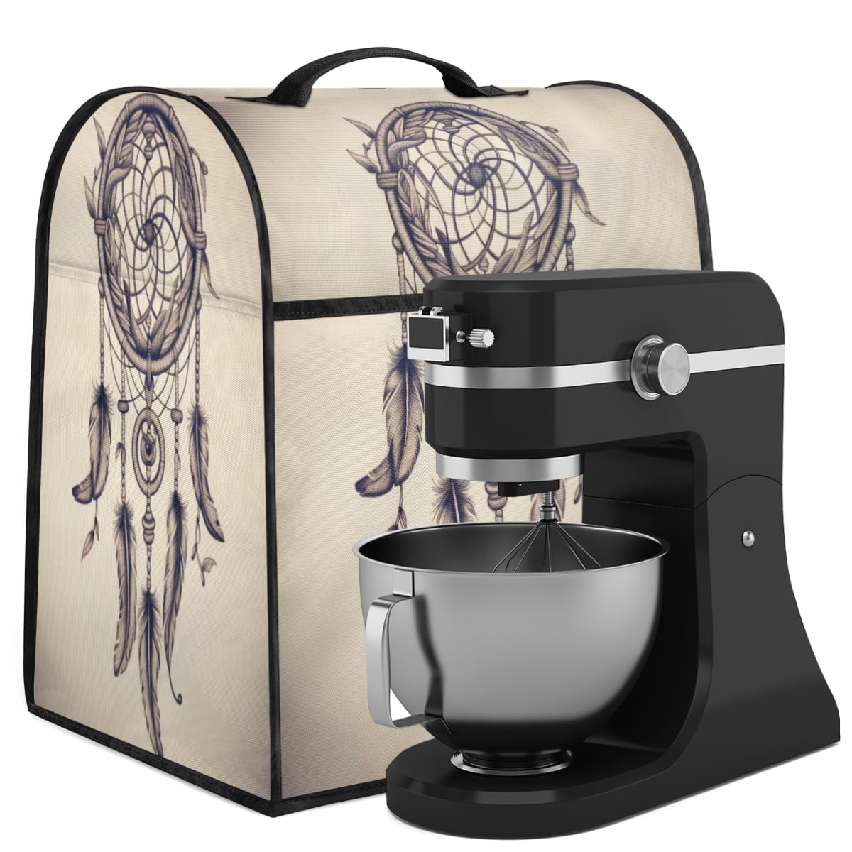 Coffee Maker Cover Dreamcatcher Ethnic Feather Kitchen Appliance Covers Small Appliance Covers Blender Cover Juicer Cover Dust Covers for Kitchen Appliances with Top Handle and Pockets,Washable,C315