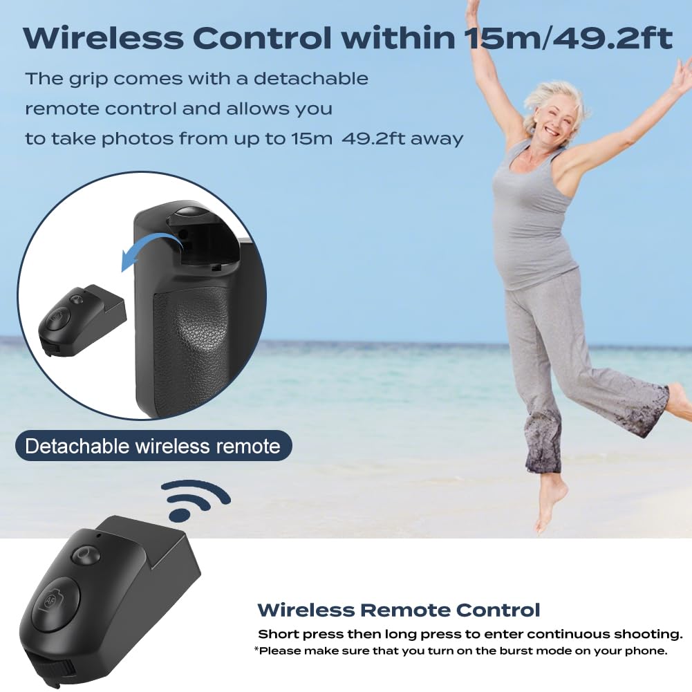HOTUT Support de Poignée Smartphone, PoignéE Détachable Bluetooth Obturateur Camera, Peut utilisé comme Banque Alimentation 5000 mAh, Trépied Portable pour Selfies Prise Vidéo pour à iPhone Android