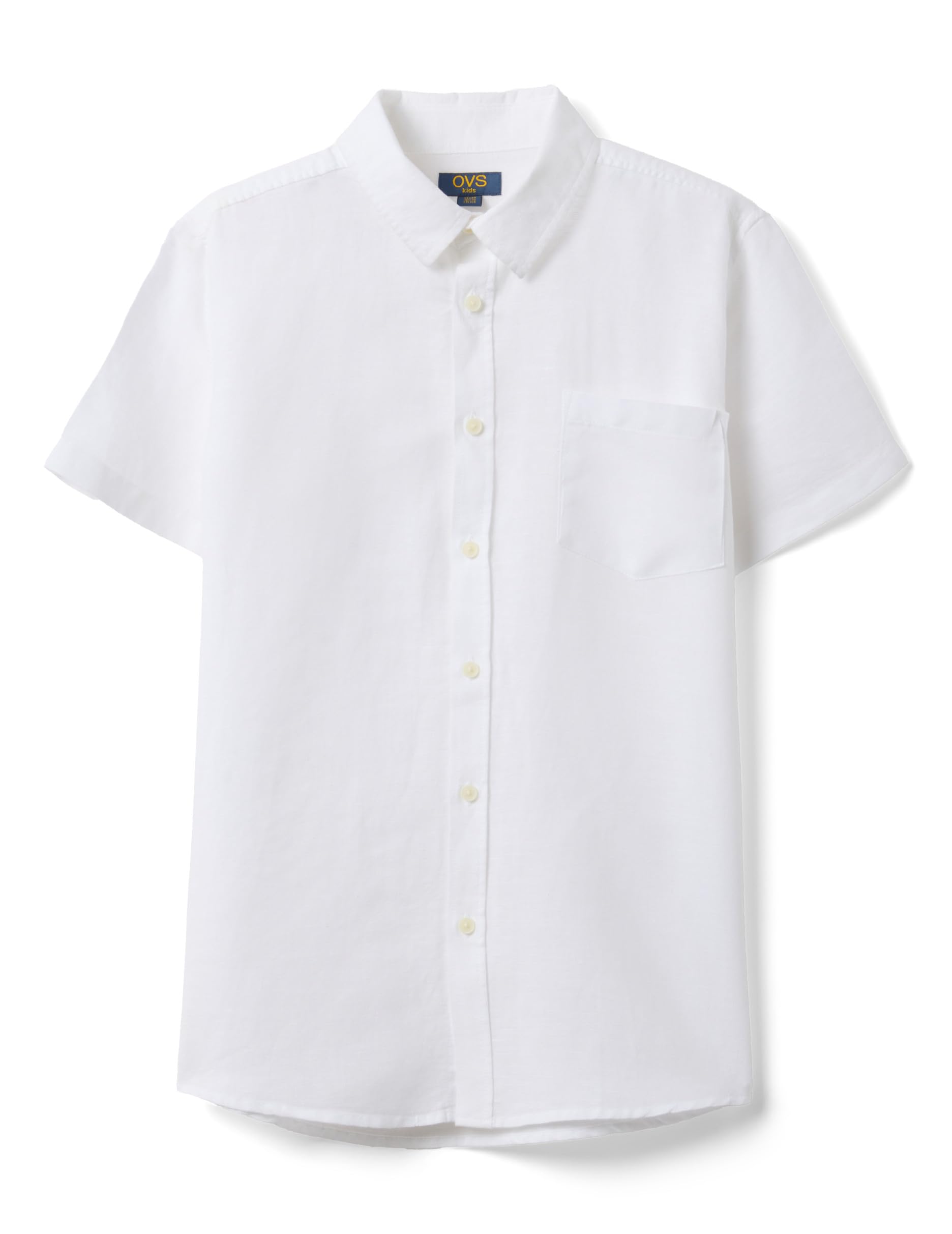 OVS Kids Camicia Bianca in Misto Lino e Cotone da Ragazzo Regular Fit