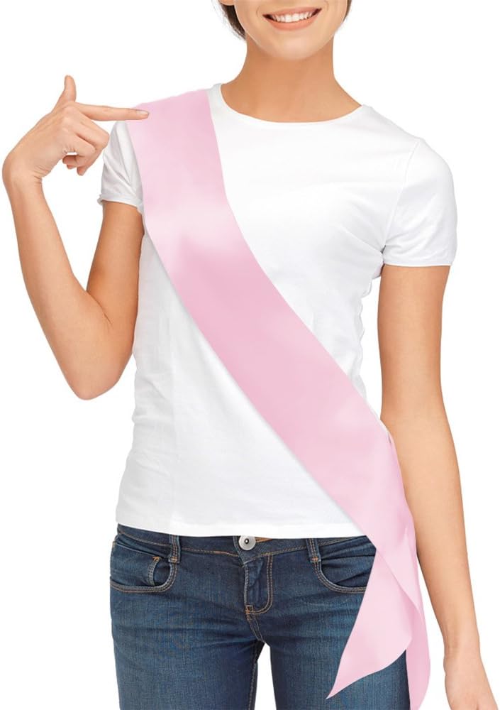 Blank Satin Sash, Plain Sash, Party Decorations, Make Your Own Sash (Pink)