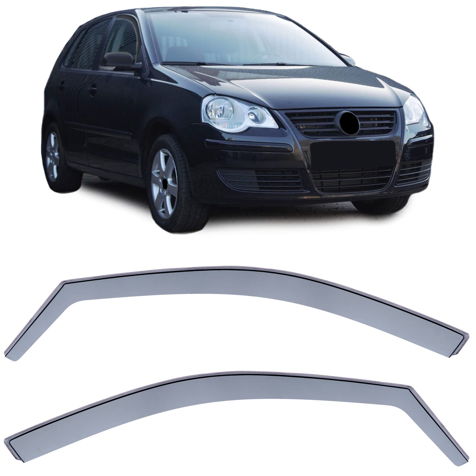 Windabweiser Regenabweiser Windschutz Schwarz Smoke für VW Polo 9N 01-08 5-türer