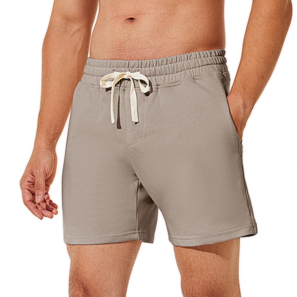 NIMENJOJA Mens 5.5" Athletic Gym Shorts Cotton Workout Jogger Sweat Shorts with Upgrade Premium Zipper Pockets and Drawstring