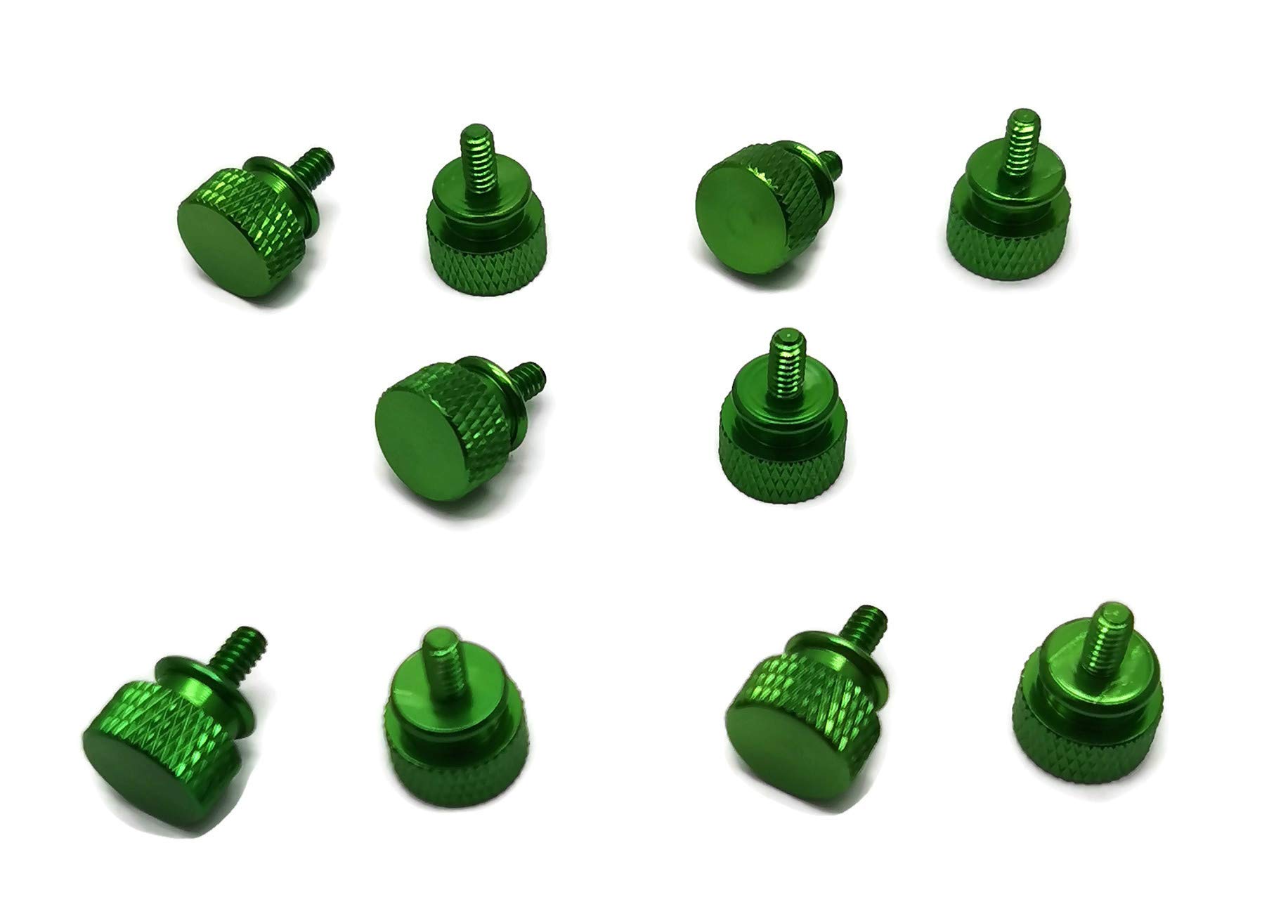 10x anodized aluminum computer case thumbscrews (6-32 thread) for computer cover/power supply/pci slots/hard drives diy green