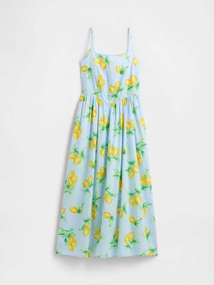 GAP Womens Dipped Waist Midi Dress Lemon Print XS Petite at Amazon Women's  Clothing store