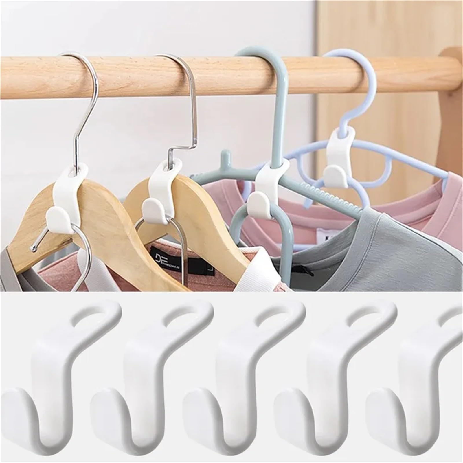 Kleiderbügel für Kleidung, platzsparend, 300 Stück, kaskadierende Kleiderbügel, Kunststoff-Verlängerungs-Clips, Kleiderschrank-Organizer, Schwarz