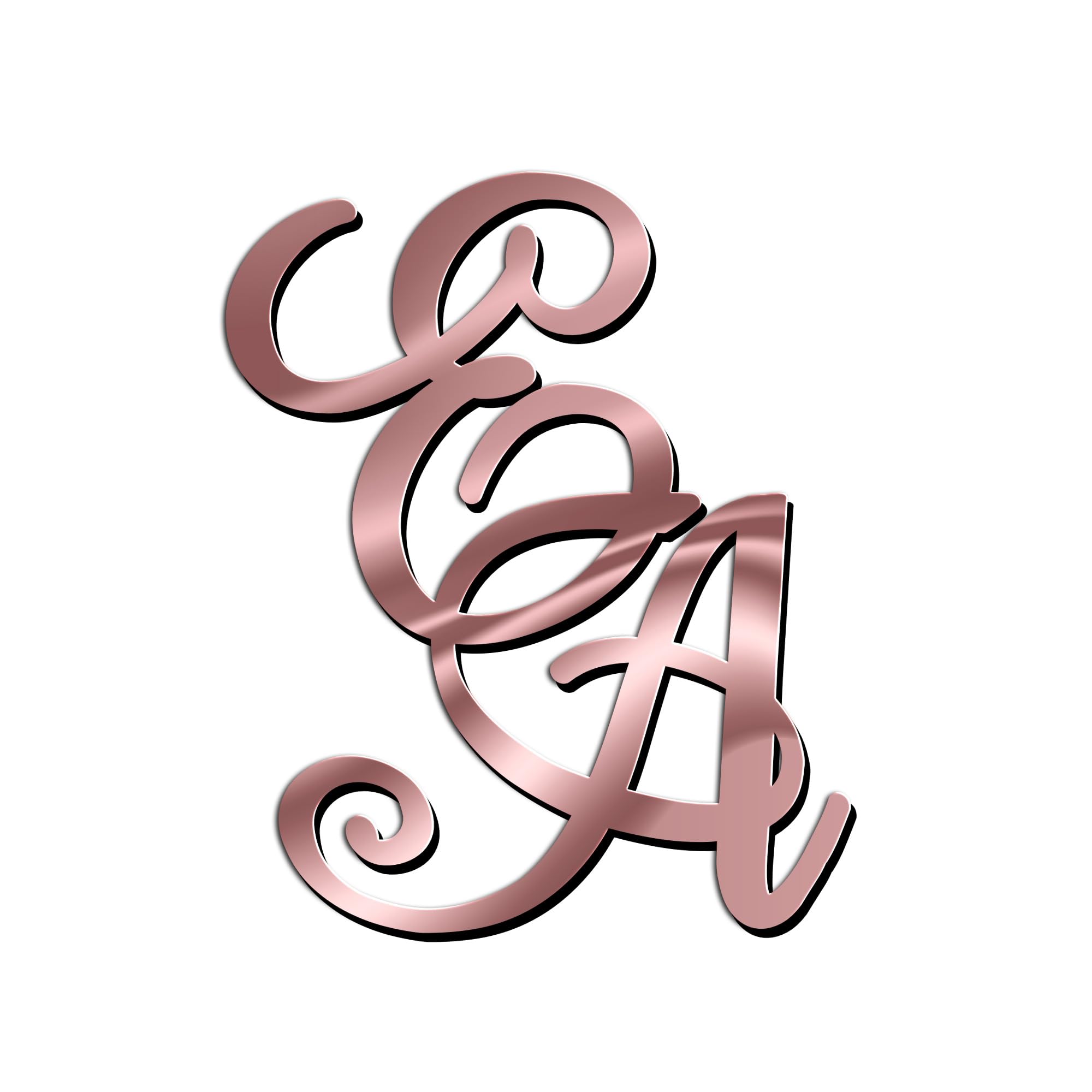 World of Sparkles | Personalized Initials Wedding Celebration Cake Charm Acrylic 3mm Thick and Classy - 3" 4" 5" 6" (Rose Gold Mirror) 4inch